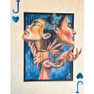 Valet de coeur, de l'artiste Florence Lemay, Tableau, Acrylique sur bois, Création unique, dimension : 30 x 24 po de largeur, vue 1