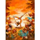 Carte de souhaits 7x5, Yogi, de l'artiste Félix Girard, dimension : 7 x 5 pouces largeur, sans texte, avec enveloppe, Vous pouvez inscrire votre message à l'intérieur, Carte vendue à l'unité