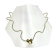 Collier GOUTTE PÉTALE, no 120, de l'artiste Sandrine Giraud, couleur, gris argent, pétales couleur bronze et perle dorée. Ce bijou modulable, toujours original, marie avec élégance la grâce et l’originalité des lignes.