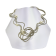 Collier LIANE PERLÉE, no 117, de l'artiste Sandrine Giraud, couleur, gris argent, perles blanches. Ce bijou modulable, toujours original, marie avec élégance la grâce et l’originalité des lignes.