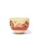 Bol à thé (bande orange foncé, fleurs orange), no 5, de l'artiste Jane Baronet, Pièce tournée ou fabriquée en grès par moulage, dimension : 3 po x 2 1/8 po