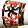 Bracelet Multi-Algues (noir et corail), no 33, de l'artiste Molusk, Longueur 6.75 pouces, Bijou d'inspiration aquatique souple et léger fait de PVC coloré qui épouse la forme du corps à la manière d’un tatouage, vue 2