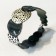 Bracelet Perles (multi noir, or, blanc), no 39, de l'artiste Molusk, Longueur 6.5 pouces, Bijou d'inspiration aquatique souple et léger fait de PVC coloré qui épouse la forme du corps à la manière d’un tatouage, vue 2