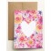 Carte de souhaits 5x4 po, -- 1 coeur floral dahlias --, de l'artiste Katrinn Pelletier, dimension : 5.5 x 4.25 pouces largeur, sans texte, avec enveloppe  Vous pouvez inscrire votre message à l'intérieur.  Carte vendue à l'unité, vue 2