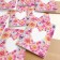 Carte de souhaits 5x4 po, -- 1 coeur floral dahlias --, de l'artiste Katrinn Pelletier, dimension : 5.5 x 4.25 pouces largeur, sans texte, avec enveloppe  Vous pouvez inscrire votre message à l'intérieur.  Carte vendue à l'unité, vue 3