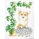 Carte de souhaits 5x4 po, -- Corgi - plante --, de l'artiste Katrinn Pelletier, dimension : 5.5 x 4.25 pouces largeur, sans texte, avec enveloppe  Vous pouvez inscrire votre message à l'intérieur.  Carte vendue à l'unité