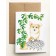 Carte de souhaits 5x4 po, -- Corgi - plante --, de l'artiste Katrinn Pelletier, dimension : 5.5 x 4.25 pouces largeur, sans texte, avec enveloppe  Vous pouvez inscrire votre message à l'intérieur.  Carte vendue à l'unité, vue 2