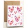 Carte de souhaits 5x4 po, -- Motif Coeurs et dahlias --, de l'artiste Katrinn Pelletier, dimension : 5.5 x 4.25 pouces largeur, sans texte, avec enveloppe  Vous pouvez inscrire votre message à l'intérieur.  Carte vendue à l'unité, vue 2