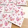 Carte de souhaits 5x4 po, -- Motif Coeurs et dahlias --, de l'artiste Katrinn Pelletier, dimension : 5.5 x 4.25 pouces largeur, sans texte, avec enveloppe  Vous pouvez inscrire votre message à l'intérieur.  Carte vendue à l'unité, vue 3