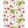 Carte de souhaits 5x4 po, -- Motif Fraises et hibicus --, de l'artiste Katrinn Pelletier, dimension : 5.5 x 4.25 pouces largeur, sans texte, avec enveloppe  Vous pouvez inscrire votre message à l'intérieur.  Carte vendue à l'unité