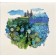Carte de souhaits 5x5 po, Pense à nous, de l'artiste Nancy Létourneau, dimension : 5.25 x 5.25 pouces largeur, sans texte, avec enveloppe  Vous pouvez inscrire votre message à l'intérieur.  Carte vendue à l'unité