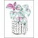 Carte de souhaits 4x5 po, Plante rose macramé, de l'artiste Katrinn Pelletier, dimension : 4.25 x 5.5 pouces largeur, sans texte, avec enveloppe  Vous pouvez inscrire votre message à l'intérieur.  Carte vendue à l'unité