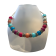 Collier POLARIS, no 184, de l'artiste Sandrine Giraud, couleur, argent, perles bleues, rouges, roses, violettes. Ce bijou toujours original, marie avec élégance la grâce et l’originalité des lignes.