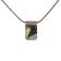 Collier mini carré, no 64, de l'artiste Azurine, Peint à la main, Chaîne 18 po acier inoxydable, Matière première : verre, cuisson au four