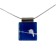 Collier carré 1 pouce, no 50, de l'artiste Azurine, Peint à la main, Chaîne 18 po acier inoxydable, Matière première : verre, cuisson au four