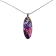 Collier unique, no 85, de l'artiste Azurine, Peint à la main, Chaîne 18 po acier inoxydable, Matière première : verre, cuisson au four