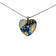 Collier unique, no 89, de l'artiste Azurine, Peint à la main, Chaîne 18 po acier inoxydable, Matière première : verre, cuisson au four