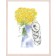 Affiche, -- Tanaisie, femme au bouquet --, de l'artiste Katrinn Pelletier, Illustration, aquarelle, crayons de couleur, ..., dimension : 16 x 12 de largeur