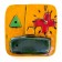 Horloge Klok Face jaune, K12, de l'artiste Alexandre Tardif, faite en bois, tilleul, format carré, dimension : 8 x 1 x 8 pouces de largeur, décoration fonctionnelle, 1 batterie 2A