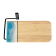 Planche à fromage, no 17, Turquoise / et blanc, de l'artiste Julie Marcotte, Matériaux, Érable, résine alimentaire et huile de pépin de raisin, dimension : 3/4 x 5 3/4 x 12 po
