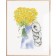 Affiche, -- Tanaisie, femme au bouquet --, de l'artiste Katrinn Pelletier, Illustration, aquarelle, crayons de couleur, ..., dimension : 16 x 12 de largeur