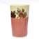 Verre (bande rose, fleurs bordeaux et roses), no 1, de l'artiste Jane Baronet, Pièce tournée ou fabriquée en grès par moulage, dimension : 3 po x 4 1/2 po