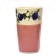 Verre (bande rose, fleurs bleues), no 2, de l'artiste Jane Baronet, Pièce tournée ou fabriquée en grès par moulage, dimension : 3 po x 4 1/2 po